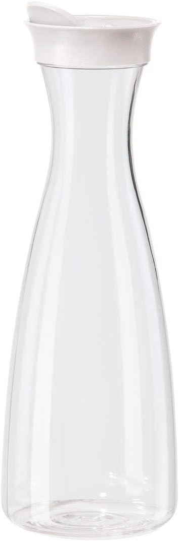 OGGI Clear Carafe w/Flip Open Lid - Ideal Juice Bottle, Clear Pitcher with Lid, Tea Pitcher, Water Carafe, 1.6 Lt(54Oz), White