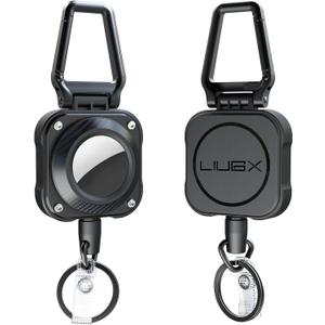 LIUGX 2-Pack Retractable Keychain for Airtag Holder, Badge Reel with 31.5 Wire Rope, 10,000+ Rebound, 8oz, Easy Installation, for Badge Holder, Keys, Luggage