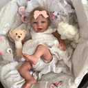 Angelbaby Reborn Realistic Baby Girl Dolls 22 inch Perfectly Cute Soft Silicone Newborn Dolls Open Mouth Real Life Sweet Toddler Doll Soft Cloth Body Reborn Child Doll Toys, 16 inches x 6 inches x 3 inches