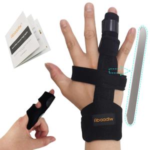 Abaadlw Trigger Finger Splint 2 Pcs, Adjustable Index Finger Splint, Finger Splint Middle Finger, Ring Finger Splint, Pinky Finger Splint,Hand Brace (Black-B1-2), Medium