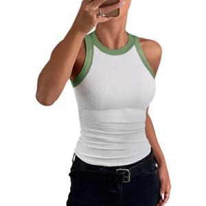 Tank Tops for Women Summer Sleeveless Round Neck Basic Cami Top Slim Knit Ribbed Racerback Blouses (White, M)