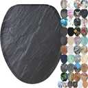 SANILO Wooden Toilet Seat with Soft Close [ELONGATED] - Decorative, Quiet & Slow Close Molded Wood Seat - With Strong Bumpers & Hinges - Adjustable Fit - Granite