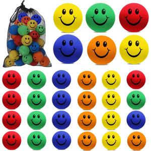 Soulchen 30pcs Foam Ice Hockey Pucks Diameter 3" Thickness 1" Happy Emotion Knee Indoor Ice Hockey Pucks with Mesh Bag for Practicing and Classic Training Birthday Gift Decoration