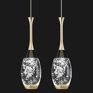 Modern Black Gold Pendant Light Dimmable LED Ceiling Light Fixtures Mini Teardrop Crystal Pendant Lighting for Kitchen Island Bedroom Hallway Entryway (2-PackChampagne Gold)