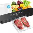Food Vacuum Sealer Machine, 75kPa Compact Vacuum Sealer for Food, 4-in-1 Food Sealer with Digital Timer, Moist/ Dry, Pulse, Seal Modes, Includes 20 Vacuum Bags, Perfect for Freezer Storage, Black