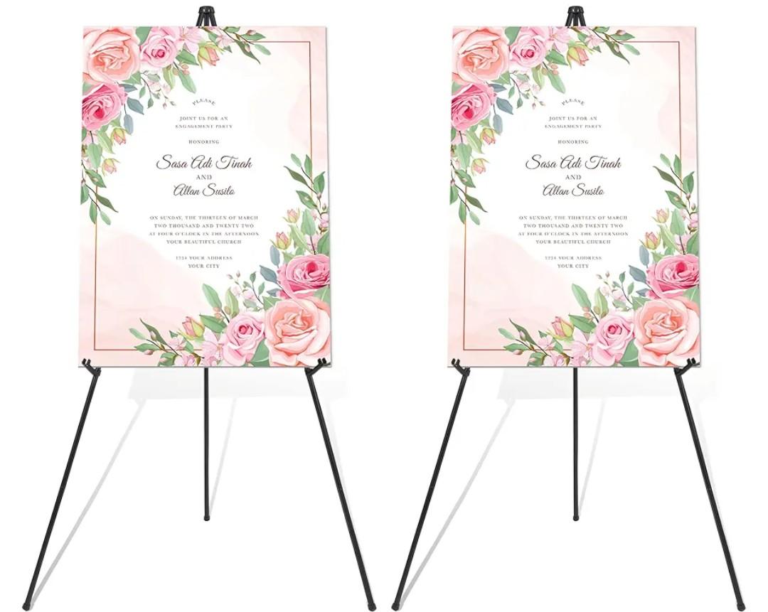 Easel Stand for Wedding Sign & Poster 63'' Easels for Display Portable Art Easel for Floor Adjustable Metal Easel Black 2 Pack