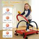 Easy Playhouse: Kids Treadmill - Red & Blue, Manual Self-Propelled Motion, Foam Handlebars, Walk & Jog Pad, Exercise Equipment, LED Display, 150lb Cap