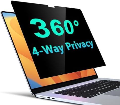 PYS 4-Way Privacy Screen for MacBook Pro 14 Inch (2024-2021, M4, M3, M2, M1) - 360° Anti-Spy Filter, Matte Anti-Glare Protector, Scratch-Resistant Film, Laptop Privacy Filter Shield