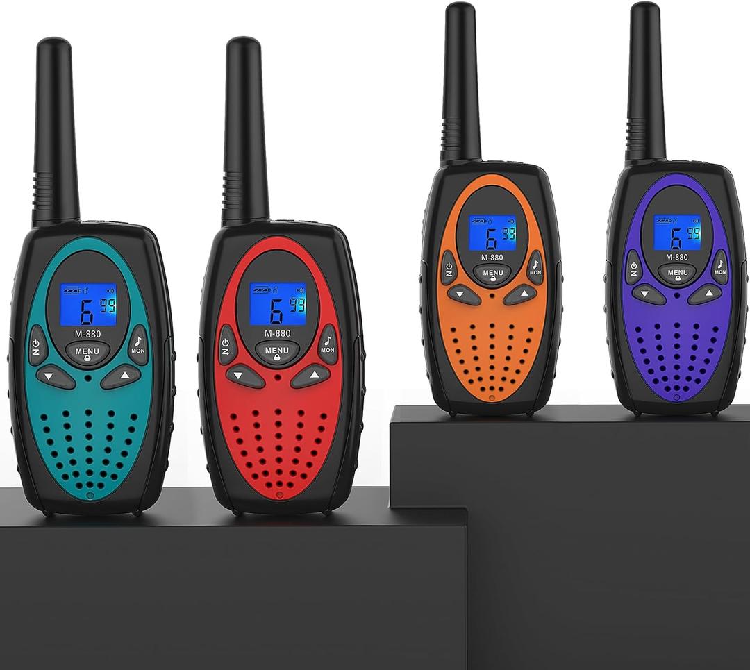 Walkie Talkies Long Range, M880 Two Way Radio for Adults with LCD Screen/Resistance Wakie-Talkies with Noise Cancelling for Men Women Outdoor Cruise Ship (Blue YellowGreen Red Orange)