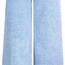 WDIRARA Girl's Bow Print Wide Leg Baggy Jeans Y2k Elastic High Waist Denim Pants (Light Blue)