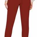 Hybrid & Company Women Stretch Skinny Dress Pants Nylon Ponte Pull On Office Leggings Trousers (Red)