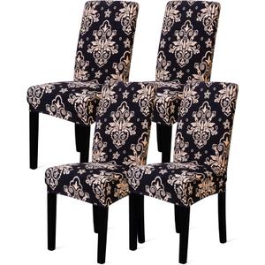 Sufdari Dining Chair Covers,Kitchen Chair Cover,Parsons Chair Slipcover,Spandex Chair Protectors for Dining Room Stretch Chairs Cover Set of 4 -Black Khaki
