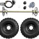 740mm 29 inch Go Kart Rear Axle Assembly Complete Wheel Hub Kit & 13 * 5-6 Wheel Tires with Rim & Brake Assembly & T8F Chain Suitable for DIY Go Kart Quad, Trike, Drift Bikes