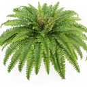 Artificial Ferns for Outdoors & Indoors, 45" Large Faux Ferns 63 Fronds Fake Boston Fern Plant for Planter Garden Porch Entrance Home Windowsill Yards Farmhouse Decoraction (1 Stem)
