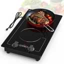 GIHETKUT Double Induction Cooktop, 110V 2300W hot plate with LED Touch Screen, 9 Power Levels, Kids Lock & Timer, Overheat Protection, knob and touch control 2 burner Induction cooktop