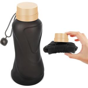 Collapsible Water Bottles,650ml,Leak Proof, Reusable BPA Free Silicone Foldable Water Bottles, Durable Lightweight for Travel Gym Camping Hiking, Compact Size Portable Sports Water Bottle (Black)