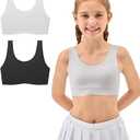 Sascina Girls Training Bras 7-12 Seamless First Bra Racerback Light Sports Bras - No Pads, Chest Double Lined, Black Only, Pack Of 1