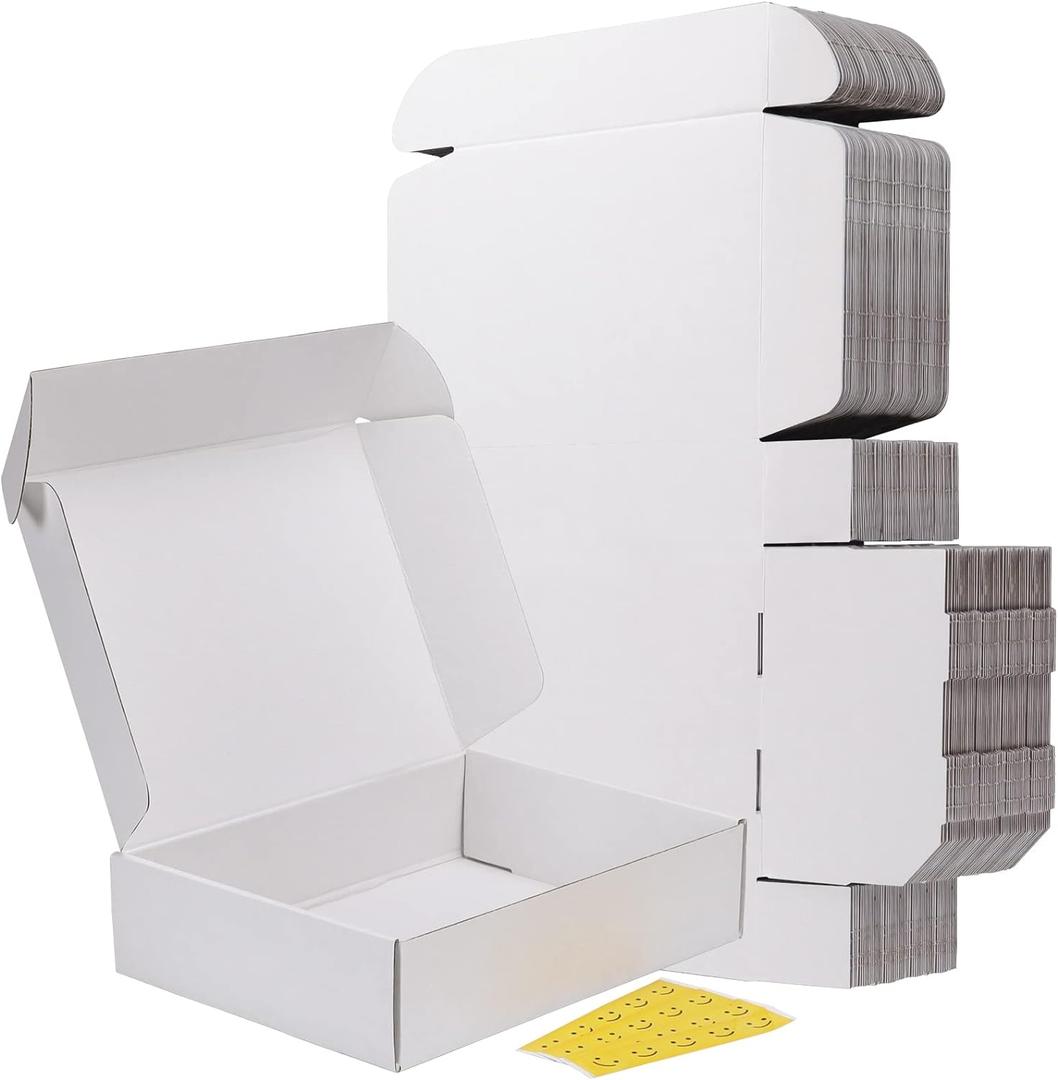 RLAVBL 12x9x3 Shipping Boxes Set of 20, White Corrugated Cardboard Box for Packing, Mailing, Business