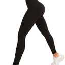 SweatyRocks Women's Letter Printed Leggings High Waisted Yoga Workout Slim Fit Pants (Black)