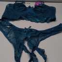 Avidlove Plus Size Lingerie Lace Bustier Crop Top With Sexy Panty 2 Pcs Underwear Sets (Peacock Blue, XX-Large)