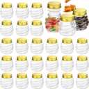 Suclain 25 Pcs 4 oz Mini Honey Jars Party Favors in Bulk Honeycomb Plastic Jars with Gold Lids Wide Mouth Canning Small Containers for Wedding Favors, Baby Shower DIY Gift Jelly Herb Jams Candy