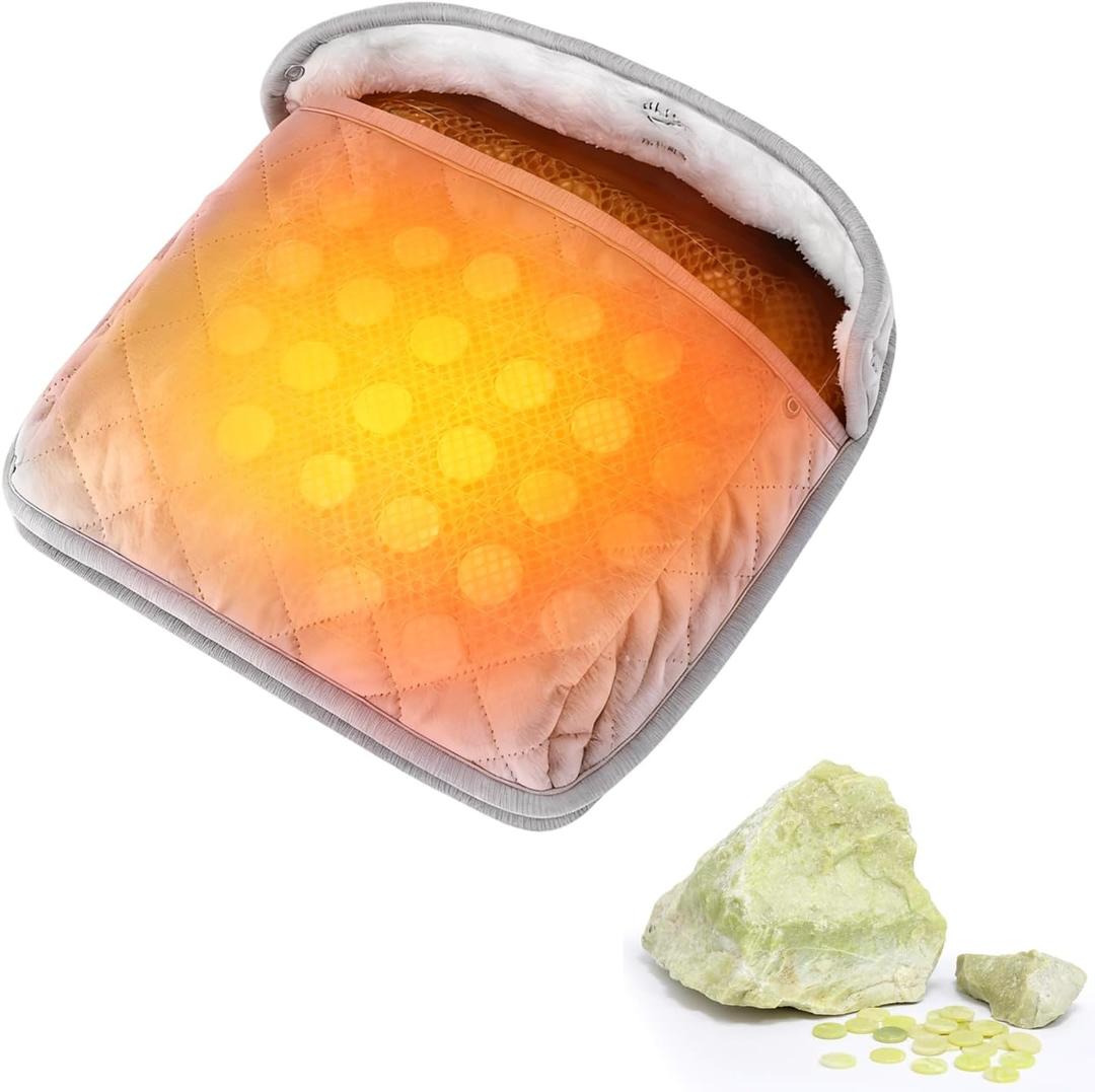 Electric Heated Foot Warmers,Natural Jade Infrared Feet Warmer for Cold feet,Heating Pad with 3 Settings Relieve Foot and Back Pain for Men and Women