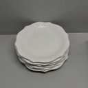 SOUJOY Set of 6 Porcelain Dinner Plate, 10'' Embossed Salad Plates, White Dessert Serving Plates for Steak Appetizer, Kitchen Plates for Restaurant, Family Party, Dishwasher Microwave Safe