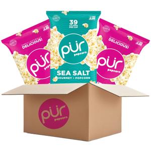 PUR Popcorn, Made with Coconut Oil, Sweet & Salty and Sea Salt, Guilt-Free & Healthy Snack, Gluten Free, Vegan & Non-GMO, Individual Bags, 6.07 oz. (Pack of 3) 