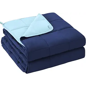 yescool Weighted Blanket for Adults (25 lbs, 60" x 80", Navy & Blue) Cooling Heavy Blanket for Sleeping Perfect for 240-260 lbs, Queen Size Breathable Blanket with Premium Glass Bead, Machine Washable