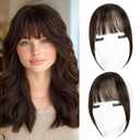 Yorda Bangs Hair Clip 100% Human Hair Clip in Bangs Fringe with Temples Wispy/French Bangs for Women Natural Looking for Daily Use (French Bangs, Dark Brown)
