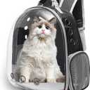 Vivicreate Large Cat Backpack Carrier for Travel and Hiking Transparent Pet Bubble Backpack for Cats up to 20lbs with Ventilation and Padded Straps Mochila para Gatos transportadora mascotas (Black)