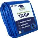RUGGED RHINO Heavy Duty Waterproof Tarp, 10x20, UV and Tear Resistant Cover with Reinforced Grommets and Corners, Outdoor Multipurpose Tarps for Camping, Patio, Garden, Car & Roof, 5 Mil, 1 Pack, Blue