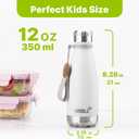 Kids Water Bottle for School-12 oz Stainless Steel Vacuum Insulated Sports Water Bottle Cola Shape Leak Proof Travel Water Bottle (White)