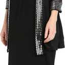 R&M Richards Women's 2-Piece Sheer Jacket Dress Set - Beaded Trim & 3/4 Sleeves - Cocktail, Party & Formal Occasions (Black, M)