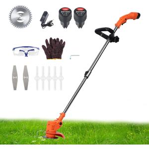 Cordless Weed Wacker 12V | 18000RPM 450W Electric Grass Eater for Lawn Mowing, Telescopic Handle Weed Grass Eater with 3 Types Blades, Gloves&Goggles
