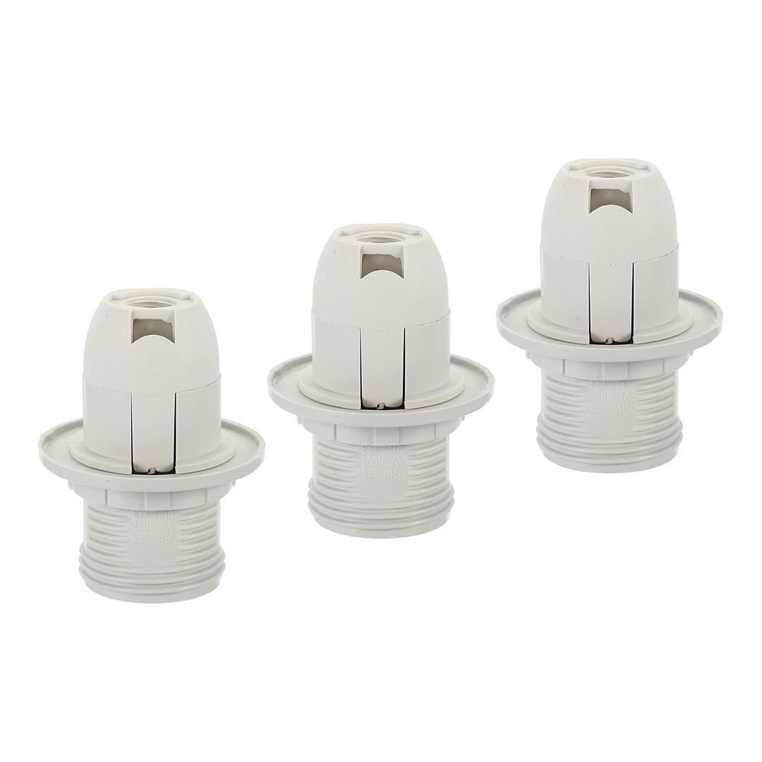 MECCANIXITY Threaded Light Socket Base 250V E14 56x28mm Screw Thread 28mm Bulb Lamp Holder for LED Retro Pendant Lights White Pack of 3