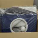 Bedsure Large Cat Beds for Indoor Cats - Extra Wide Cat Cube House for Small Pet with Fluffy Ball Hanging and Scratch Pad, Foldable Pet Cave Hideaway for Multiple Cats, 23.6x16.9x13 inches, Blue