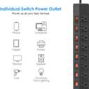 8 Outlet Heavy Duty Power Strip with 8 Individual Switches,Moutable Metal Power Strip Surge Protector 1200 Joules,6FT 14AWG Extension Cord,15A 1800W 125V 60Hz