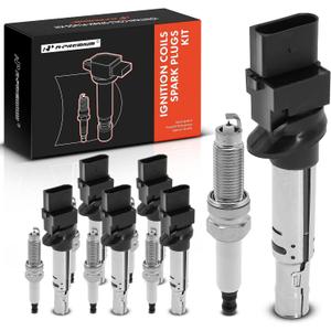 A-Premium Set of 6 Ignition Coil Pack and Iridium Spark Plugs Compatible with Volkswagen Passat 2009-2010, Passat 2012-2018, Atlas 2018-2019, CC 2009-2016 & Audi Q7