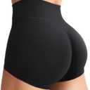 YEOREO Women's Biker Shorts 2.5" No Front Seam Elysina High Waist Hidden Scrunch Workout Gym Yoga Running Shorts (Black, M)