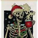 Supwhd Christmas Skeleton Gothic Wall Art, Christmas Skeleton Gothic Canvas Pictures Art Wall Decor for Home Office, 12x16