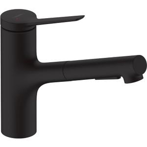 hansgrohe Zesis Black Single-Handle Kitchen Faucet, Kitchen Faucets with Pull Out Sprayer, Faucet for Kitchen Sink, Matte Black 74800671