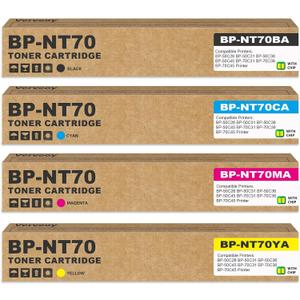 BP-NT70 BPNT70 Toner Cartridges for BP-NT70BA BP-NT70CA BP-NT70MA BP-NT70YA
Compatible for Sharp BP-50C26 BP-50C31 BP-70C36 BP-70C45 BP-70C55 BP-70C65 BP-50C36 BP-50C45 BP-50C55 (4-Pack, B/C/M/Y)