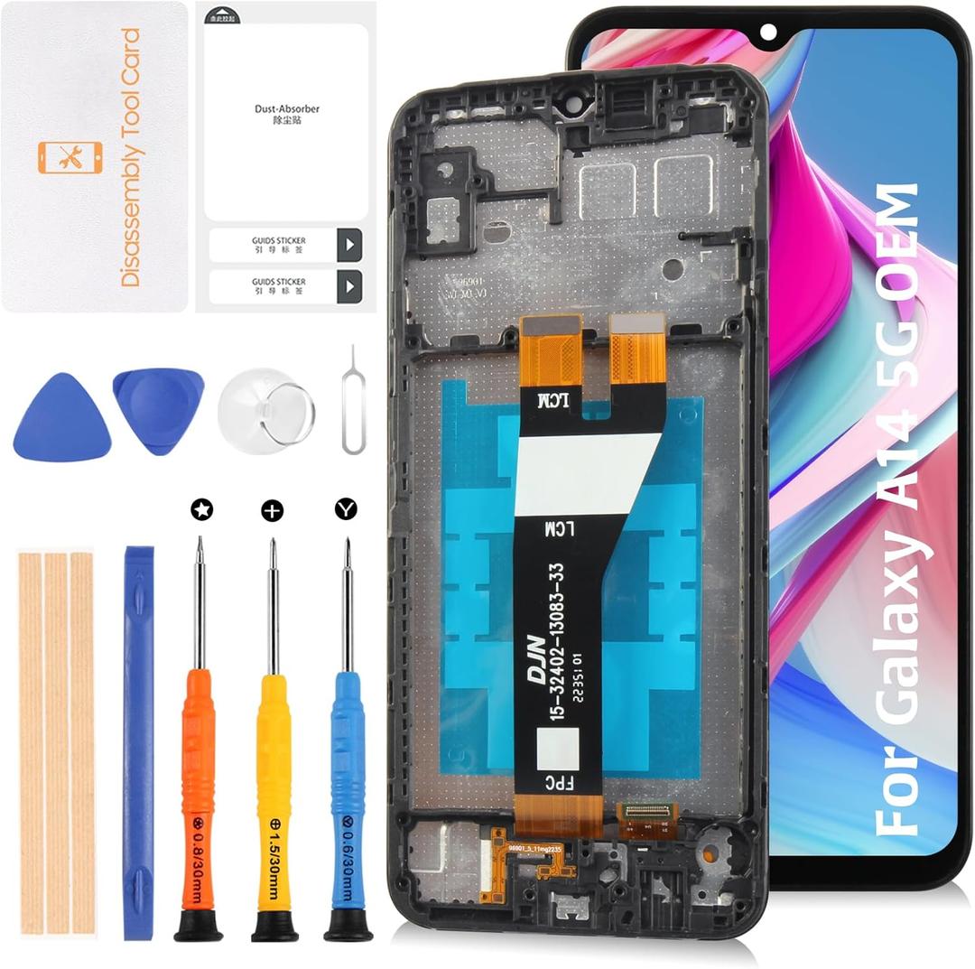 Original for Samsung Galaxy A14 5G LCD Screen Replacement with Frame SM-A146B/DS SM-A146P/DS SM-A146U1/DS 6.6" Display Replacement Screen Touch Digitizer Assembly Repair Kit Included