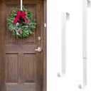 2 Pack Adjustable Length Wreath Hanger Christmas Decoration for Front Door,Extends from 15 - 24 Metal Wreath Hooks Over The Door for Party Decoration, Hanging Clothing, Towels, WreathsWhite