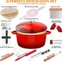 Enameled Cast Iron Dutch Oven Pot with Lid, Incl. Sourdough Bread Baking Supplies Like Banneton Bread Proofing Basket, Starter Jar, Bread Lame, 5QT Dutch Oven for Bread Baking, Oven Safe up to 500F