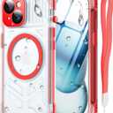 for iPhone 15 Waterproof Case with Magsafe, Screen Protector, Lanyard, IP68 Military Full Body Shockproof, for Water Sports Outdoor Work, Funda para 15 Impermeable, 6.1" Red