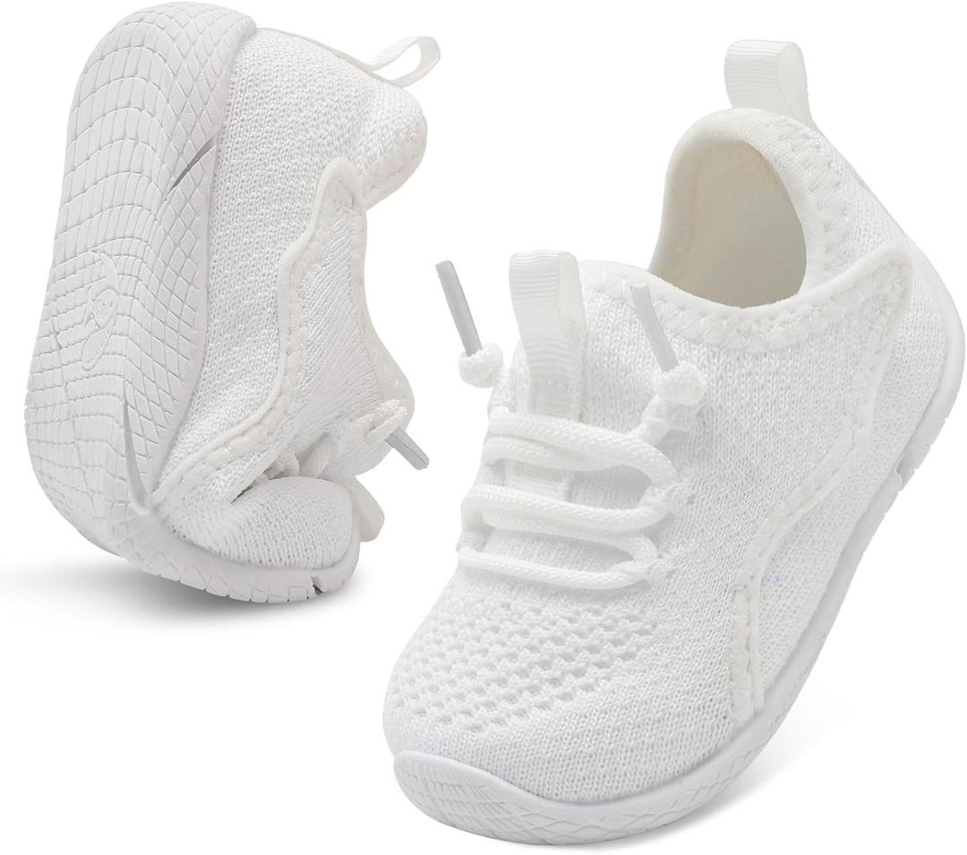 relxfeet Toddler Boys Girls Shoes Little Kids Sneakers Lightweight Breathable Slip on Walking Tennis Shoes (White)