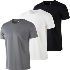 3 Pack Mens T Shirts,T Shirts for Men Pack with 1 Black &1 White,Soft Breathable Short Sleeve Tees for Gym (Large)