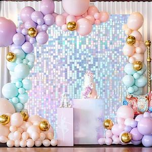 Shimmer Wall Backdrop Iridescent Silver 36 Pack Sequin Background Panels 6FTx6FT Party Backdrop Rainbow Silver Glitter Birthday Backdrops Sheets Bridal Shower Parties